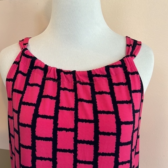 Cynthia Rowley Pink and Navy Blue Square Pattern Halter Top Jersey Dress Size S - Picture 2 of 7